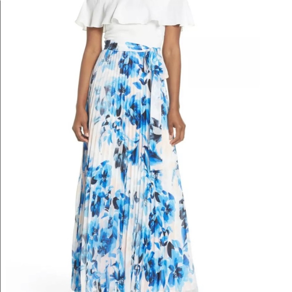 Eliza J “NEW” Blue/White Size 2 Off Shoulder Maxi